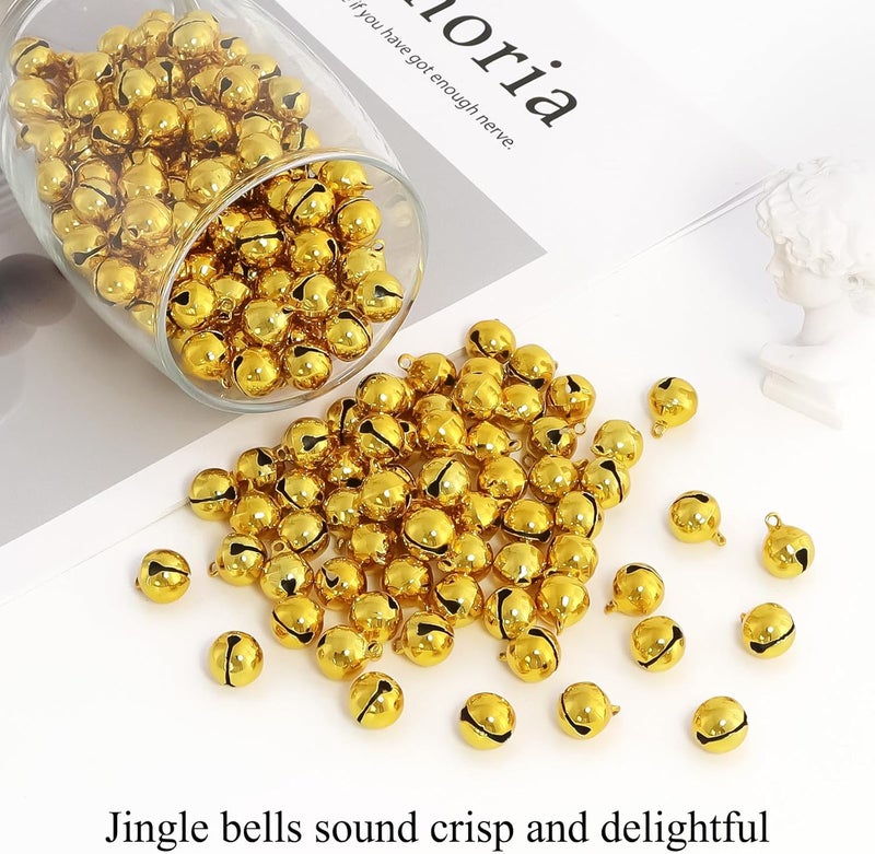 LIGHOON 1/2 Inch Jingle Bells Small Bell Mini Bells, Tiny Crafts Bells, DIY for Christmas Home Making Ornaments Wreath Pet Decorations Bracelet Anklets Necklace Knitting Jewelry Making 120 Pcs, Gold - Image 4